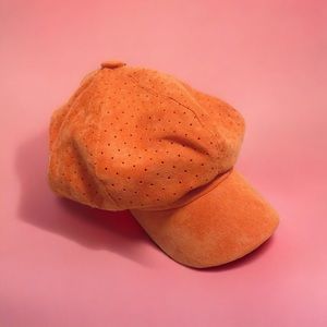 Y2K Suede Orange Newsboy Style Hat